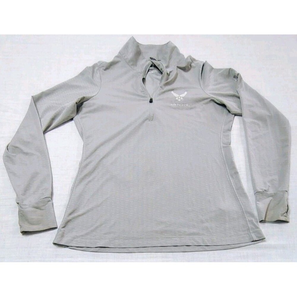 Columbia Golf Omni-Wick 1/4 Zip Grey Air Force LS Minimalist Sporty Chic Fitted